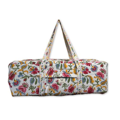 Large Capacity Handblock Printed Yoga Mat bag for Women, Gym Bag, Fits Yoga Blocks, Adjustable strap, Pilates, Gym, Fitness Block & Gear, Light and Durable - color: Summer Time