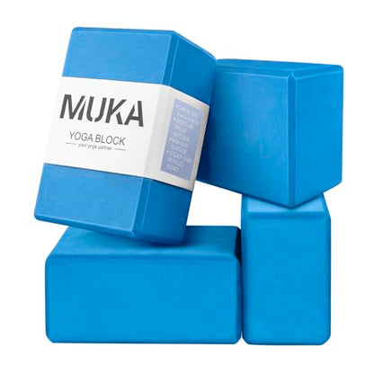 Muka Yoga Blocks 4x6x9 Inch, High Density EVA Foam Yoga Brick for Meditation, Pilates - color: Blue, size: 4 pack