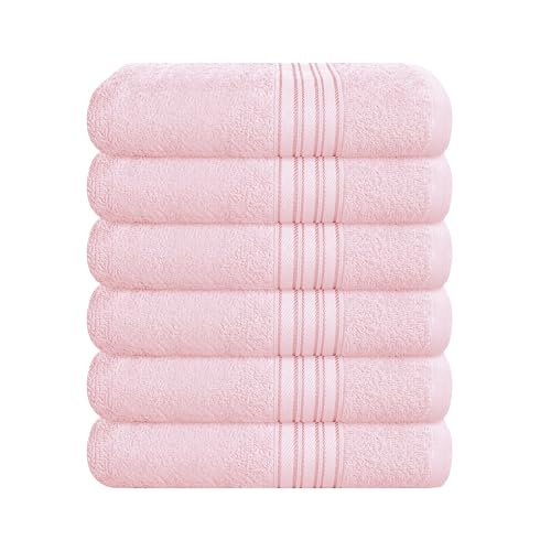 BOUTIQUO Ultra Soft Cotton 6 -Piece Hand Towel Set 16x24 Inch, Ideal for use in Bathroom, Kitchen, Gym, Spa & General Cleaning, Compact & Lightweight Multi Purpose Hand Towels - Pink - color: Pink, size: Hand Towel - Set of 6