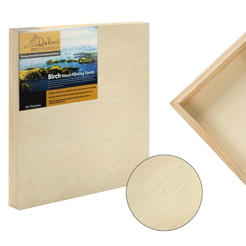 Da Vinci Pro Birch Wood Panel 7/8" Deep – 8x8 Single Panel - Fine Textured, Warp Resistant, Lightweight & Rigid – Perfect for Mounting Sanded Pastel or Watercolor Paper, Linen or Canvas