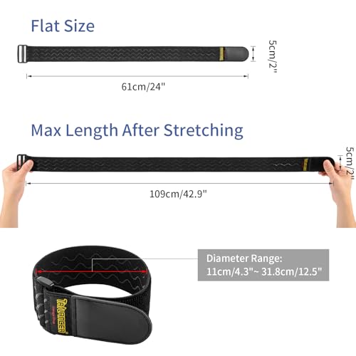 Trilancer Elastic Cinch Straps with Anti-Slip Strips, 24'' x 2'' (4 Pack) | Multipurpose Hook and Loop Bundling Straps for Hose, Cords, Bike, Luggage, Camping, Yoga Mats - size: 24"(4 pcs)