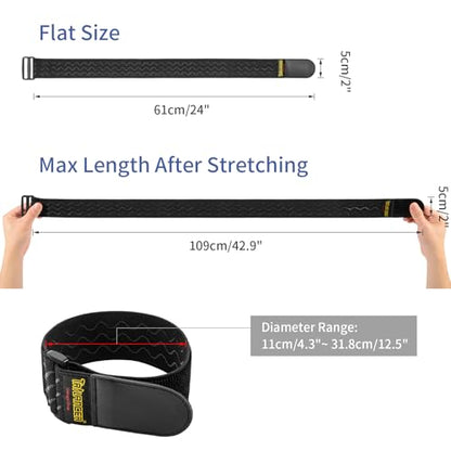 Trilancer Elastic Cinch Straps with Anti-Slip Strips, 24'' x 2'' (4 Pack) | Multipurpose Hook and Loop Bundling Straps for Hose, Cords, Bike, Luggage, Camping, Yoga Mats - size: 24"(4 pcs)