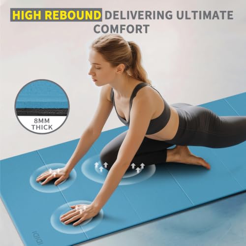 Foldable Yoga Mat Extra Large 74"×31.5" - color: Blue+Black