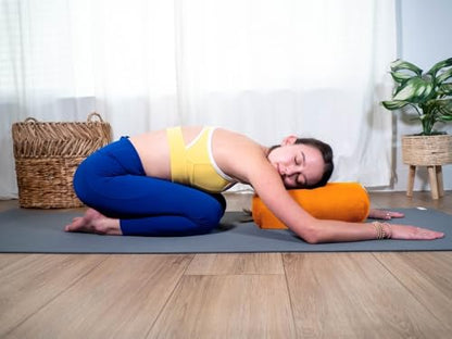 Pranayama Yoga Bolster Meditation Pillow - color: Tango, size: Cylindrical 14" x 6"