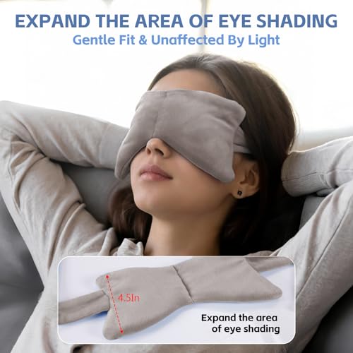 SPRING SEAON Weighted Sleep Mask,Light Blocking,Velvet Gravity,Adjustable | Sleeping Mask, Weighted Glass Beads, Blindfold, Adjustable, Breathable, Day&Night Use, For Travel and Relaxation, Gray - color: Light Gray