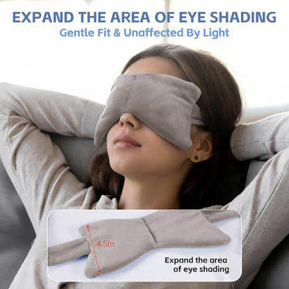 SPRING SEAON Weighted Sleep Mask,Light Blocking,Velvet Gravity,Adjustable | Sleeping Mask, Weighted Glass Beads, Blindfold, Adjustable, Breathable, Day&Night Use, For Travel and Relaxation, Gray - color: Light Gray