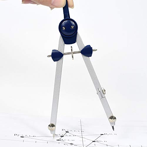 UNJOO 9Pc Geometry Set Metal Compass, Geometry Precision Tool (Blue) | Circle Drawing Tool and Architecture, Drafting Kits for Engineer with Shatterproof Storage Box