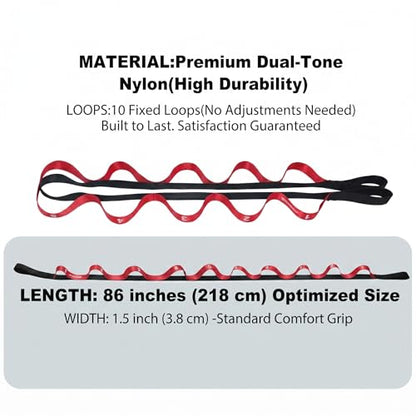Acozycoo Stretching Strap with Loops for Physical Therapy,Knee,Calf,Back - color: Red, size: Length: 86 Inch, Width: 1.5 Inch