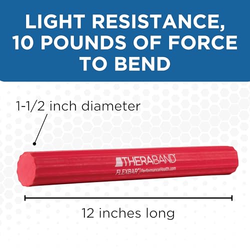 THERABAND FlexBar Resistance Bar, Physical Therapy, Flex, Elbow, Wrist, Red - color: Red - Light