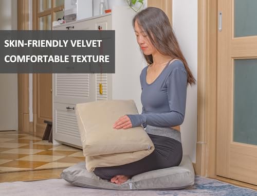 Meditation Cushion,Velvet Meditation Pillow and Zabuton 2-in-1 Portable Design(50 * 70CM). (Khaki, Service H：9cm) - color: Khaki