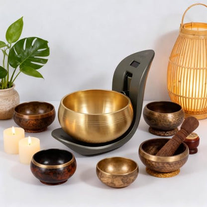 Automatic Singing Bowl – Hands-Free Sound Healing Bowl for Meditation, Yoga, Mindfulness, Energy Healing, Deep Relaxation & Sleep,Auto-Striking Tibetan Singing Bowl with Resonant Tone - color: Auto Singing Bowl, size: 8 inch