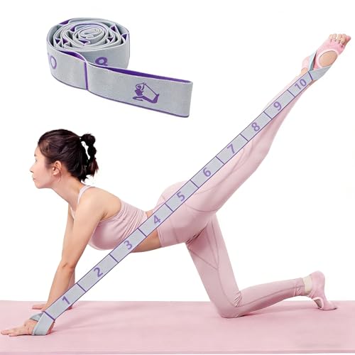 Yoga Strap 8 Loop, Adjustable Stretching Strap For Yoga Ballet Gymnastics, Multi Loop Yoga Belt - color: Light blue little person style