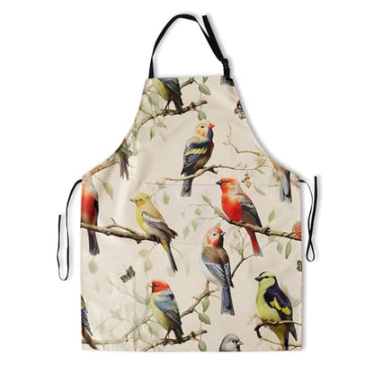 Artist Painting Apron with 2 Pockets Painters Art Aprons Gifts for Women Men - color: Birds on Branches