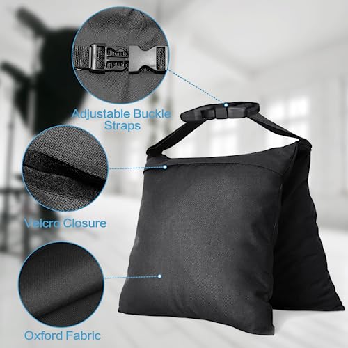 6 Packs Sandbags, Heavy Duty Sand Bags with 12 PE Bags, Sand Bags with Buckle Straps for Support Light Stand, C Stand, Light Stand with Caster, More 2/4/6/8/10/12/14 Packs Sandbag to Choose. - size: 6 PCS