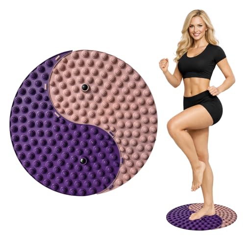 Foot Massager Mat, Yinyang Balance Tai chi Bagua Pattern with Magnetic Therapy, Acupressure Reflexology Mat for Daily Foot Relaxation and Pain Relief, Pink and Purple - color: Pink and Purple