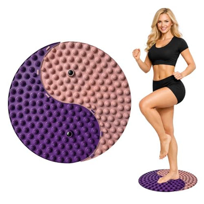 Foot Massager Mat, Yinyang Balance Tai chi Bagua Pattern with Magnetic Therapy, Acupressure Reflexology Mat for Daily Foot Relaxation and Pain Relief, Pink and Purple - color: Pink and Purple