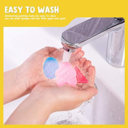 30Pcs Sponge Painting Shapes, Painting Craft Sponge | with Different Shape Colorful Paint Sponges for Kids Early Learning Finger Paint Brushes Foam Art Drawing Tools - style: 3F-PatternBrush30PCS