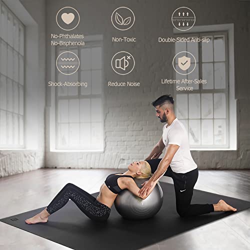 GXMMAT Large Yoga Mat 12'x6'/10'x6'/6'x8'(7mm) - color: Black Real, size: 6*8 FT