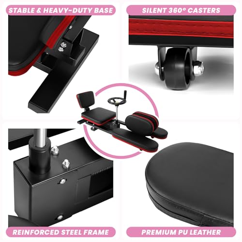 Leg Stretcher Machine 440LBS, 240° Adjustable Split Machine for Deep Stretching, Heavy Duty Hamstring Stretcher with Steering Wheel, Flexibility Training Equipment for Yoga & MMA