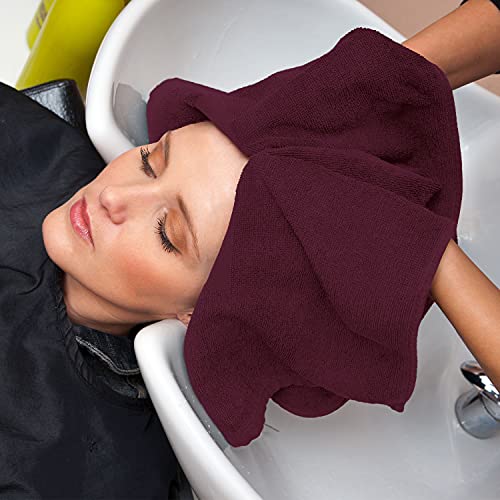 Utopia Towels Salon Towels, Pack of 24, 16x27 in, 100% Cotton, Burgundy - color: Burgundy, size: 24 Pack