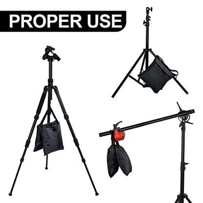 12 Packs Photography Weight Bags Photo Studio Filled Weight Bag Empty Heavy Sandbag Set for Photography Tripod Stand Light Stand Sports Outdoor Photo Video Studio Boom Brackets (Black) - color: Black