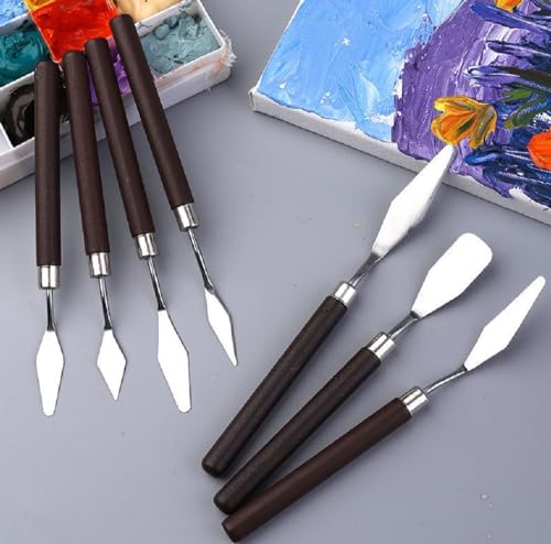 2 Pack Professional Palette Knife Set Painting Stainless Steel Spatula 14 Pieces for Oil Paint Metal Knives Wood Handle, Perfect buddy for Canvas Boards and Acrylic Paint Painting Supplies（Red)