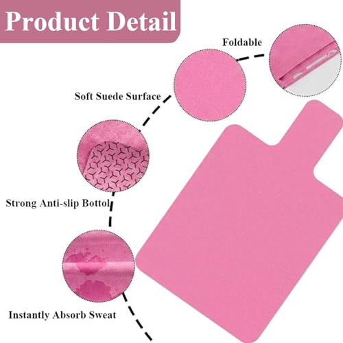 QCWN Non-Slip Pilates Reformer Mat Cover, 39" x 24" Pilates Machine Towel with Headrest Cutout, 0.8mm Sweat-Wicking Micro-Suede Foldable Mat for Female Pilates Enthusiast Exercise Matfor Pilate Training Yoga - color: Rose