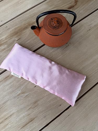 Weighted Lavender Eye Pillow for Yoga, Travel – Sateen Cotton Cover, Flax Seed Filling, Natural Lavender, Hot & Cold Use - color: Pink