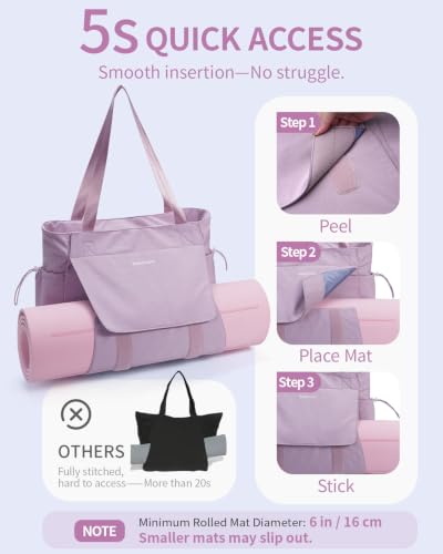 sportsnew Yoga Mat Bag Waterproof Tote Gym Bag Mat Carrier W/Wet Pocket - color: Lavender