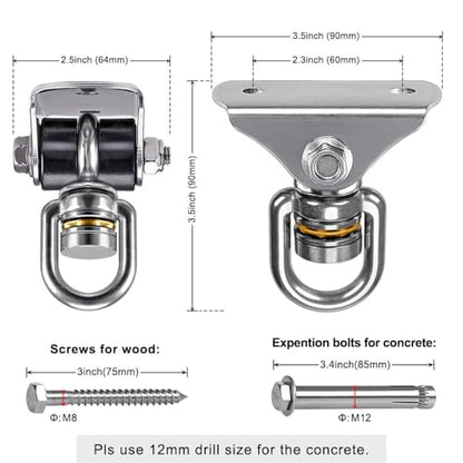 BeneLabel Silent Swing Hanger with Bearing Stainless Steel Hanging Chair Mount 1000 LB Capacity Swing Mount 360°Swivel Hook for Hammock Chairs, Porch Swings, Punching Bags - color: 1pcs Silent Swing Hanger With Bearing