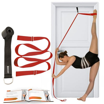 Stretching Strap with Door Anchor for Splits and Flexibility Training - color: Red