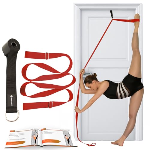 Stretching Strap with Door Anchor for Splits and Flexibility Training - color: Red