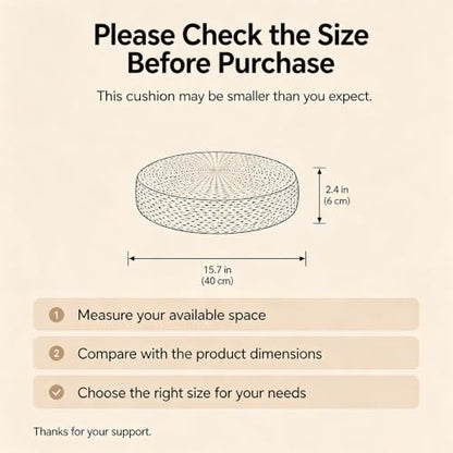 Round Tatami Floor Pillow, Handwoven Straw Cushion, Dia: 15.7" | Natural, Eco-friendly, Lightweight, Anti-Slip, Breathable, for Apartment Living Room Meditation Patio Outdoor Window Seat - size: 15.7''