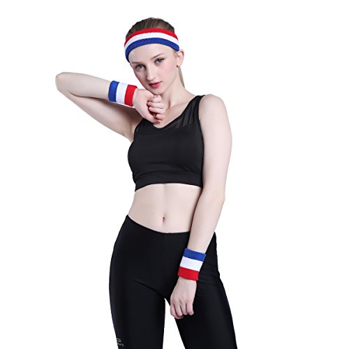 ONUPGO Sweatband Set Sports Headband Wristband Set Sweatbands Terry Cloth Wristband Wrist Sweatband Headbands Moisture Wicking Sweat Absorbing Head Band - color: Grey