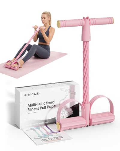 Pedal Resistance Band with Handle,6-Tubes Elastic Pull Rope Fitness Foot Pedal Resistance Bands for Women Girls Bestie Yoga Pilates Exercise Legs Calves Waist Arms Abdomen - color: pink