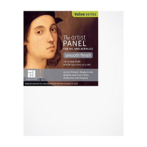 Ampersand Artist Panel Primed Smooth Surface for Painting and Mixed-Media, 1/8 Inch Depth, 8X10 Inch (APS0810) - color: 1/8 Inch Depth, size: 8X10