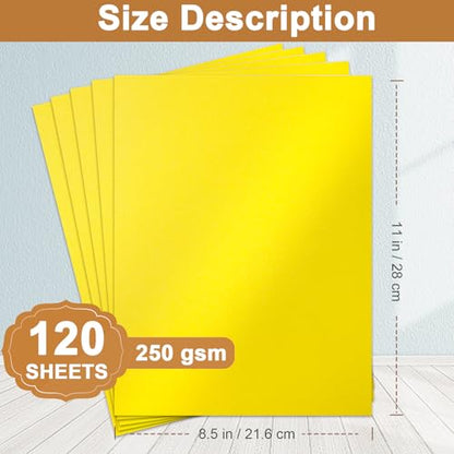 Silunkia 120 Sheets Solar Yellow Shimmer Cardstock 8.5 x 11 Paper 92lb | Premium Glossy Paper Card Stock for Cards Making, Greeting Cards, Wedding Invitations, Menus - color: Yellow, size: 120 Sheets
