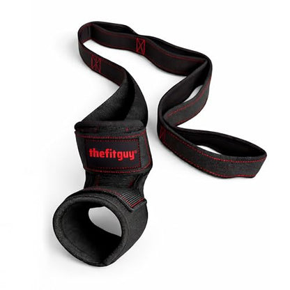 THEFITGUY Quad Stretcher Strap with Ankle Support for Physical Therapy | 4-loop non-elastic strap for quad and hip flexor stretching, for mobility, yoga, rehab and post-workout recovery