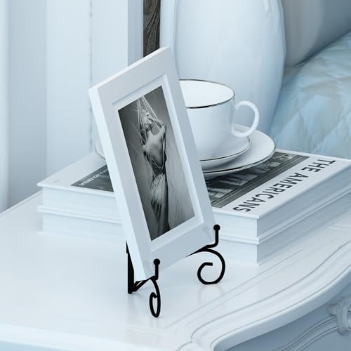 10 Inch Display Plate Stand with Folding Design, Metal Plate Holder for Tables, Picture Easel for Home Decoration, Photo Frame Stand, Black, 2-Pack