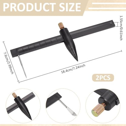 UNICRAFTALE 2Pcs Plastic Compass Circle Cutter Adjustable Pottery Clay Ceramic Measuring Tool Plastic Black Precision Ruler Clay Pottery Cutter for Precise Circle Drawing and Cutting 18.4x7.6cm
