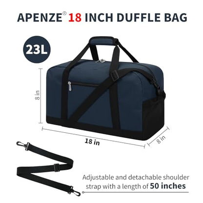 Apenze Small Gym Bag 18 inch Carry On Duffel Bag for Weekender Travel - Navy Blue - color: Navy Blue, size: 18inch