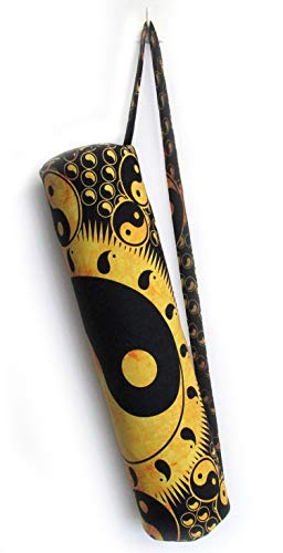 INDIAN CRAFT CASTLE ICC Yoga Mat Bag Carrier Full-Zip Exercise Yoga Mat Carry Bag for Women Men with Multi-Functional Storage Pockets and Adjustable Shoulder Strap 26X6 Inches - style: Yin Yang Yellow