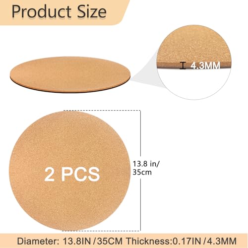 14 Inch Large Cork Plant Coasters, 2 Pieces Cork Plant Mats, Cork Coaster for Planters, Large Plant Coasters for House Plants Indoor Outdoor (Nude & Black) - size: 14 Inch