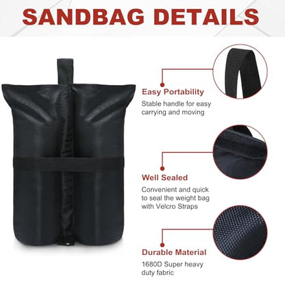 ABCCANOPY Canopy Weights 185 LBS Tent Sand Bags,4-Pack Black(No Sand) - color: Black, size: 185 LBS