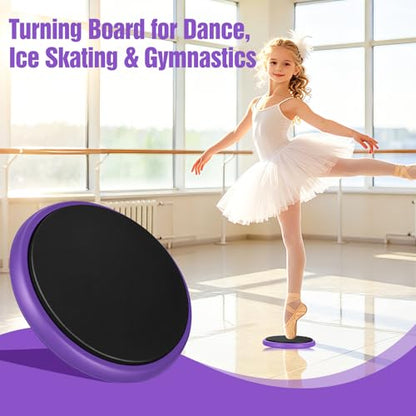 Ballet Practice Kit - Turning Board, Stretching Strap & Resistance Band to Improve Turns, Balance, Spinning for Dance - color: PURPLE