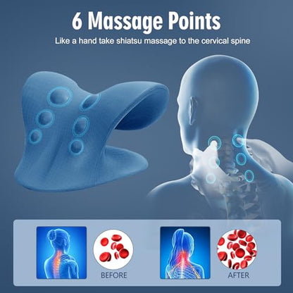 ComfortLife Neck Stretcher for Pain Relief, Neck and Shoulder Relaxer Cervical Traction Device Pillow for TMJ Pain Relief (Dark Blue) - color: Dark Blue