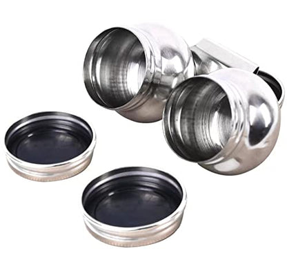 Stainless Steel Palette Cup with Lid, Portable Travel Double Dipper Oil Painting Pot Container, No Leakage, Can Clip on Palette | Portable Travel Double Dipper Oil Painting Pot Container, No Leakage, Can Clip on Palette