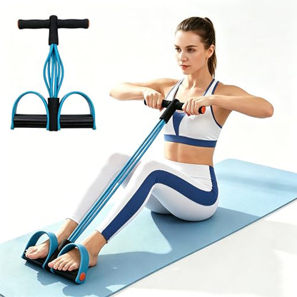 Upgraded Durable 6-Tube Pedal Resistance Strap with Handle, Natural Rubber Fitness Resistance Strap, Multifunctional Fitness Strap, Suitable for Abdominal, Waist, arm, and Leg Shaping Training - color: Blue