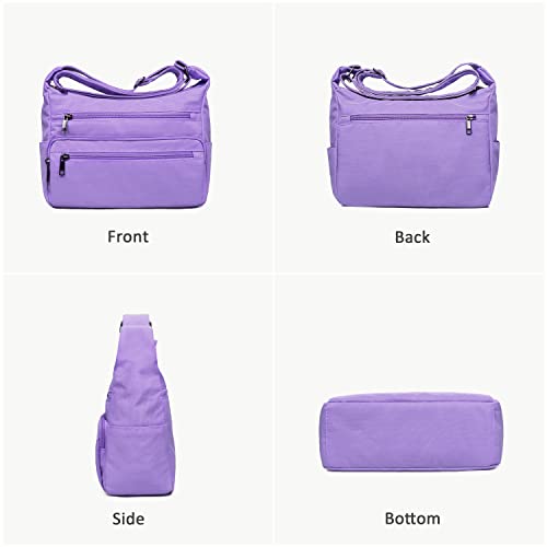 VOLGANIK ROCK RFID Purses for Women Fabric Nylon Multi Pocket Crossbody Bag Ladies Travel Handbag - color: Lavender, size: Standard