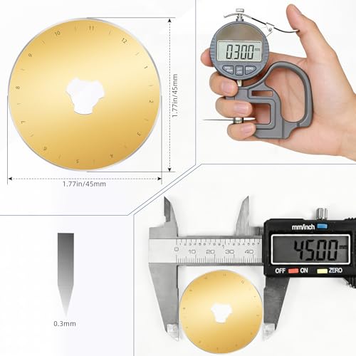 10Titanium Coated Rotary Cutter Blades 45mm, Replacement Blades for Fabric | Sharp and Durable Rotary Cutting Blades for Quilting, Scrapbooking, Sewing, Arts & Crafts 10Pack - color: 10pack 45mm